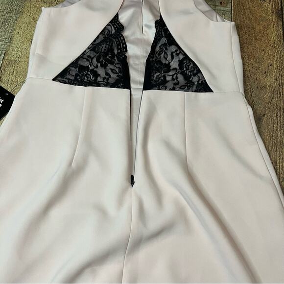 Express Women's NEW Pink Black Lace Fully Lined Date Night Halter Dress Sz 6 - Picture 6 of 7